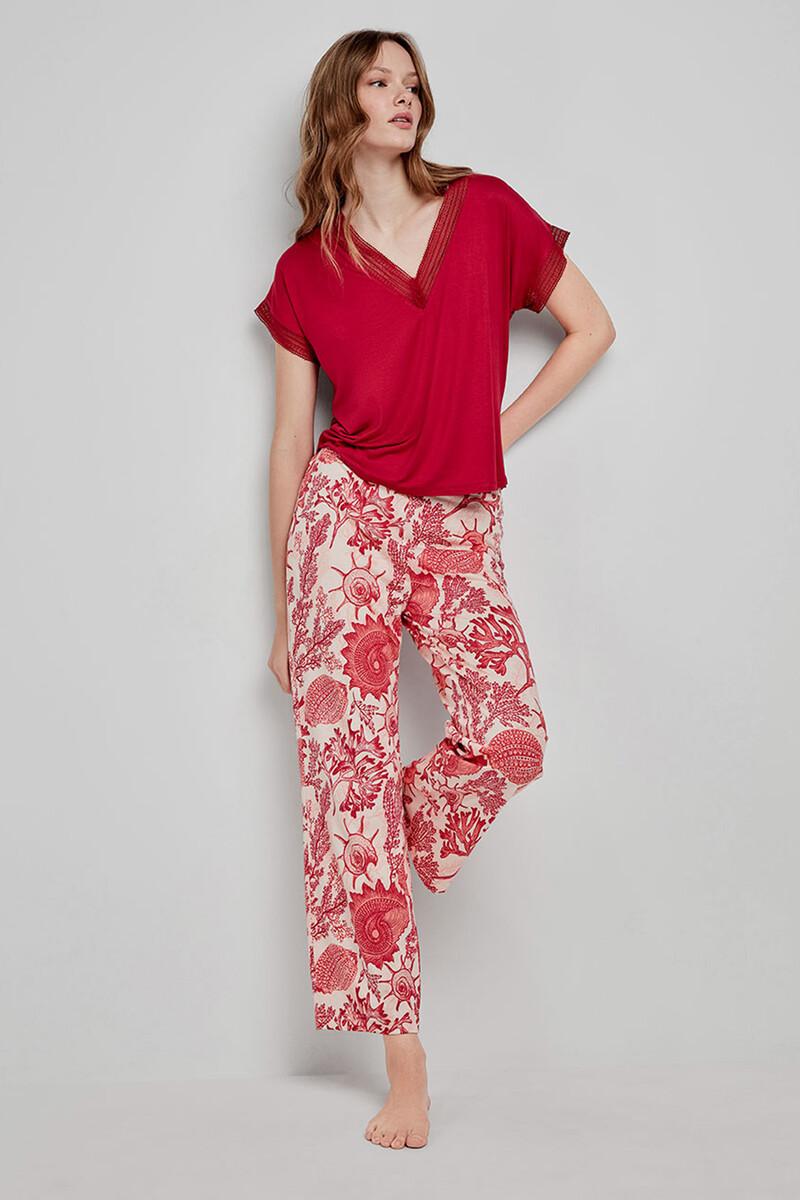 women'secret Camiseta pijama satinada granate Grandes descuentos
