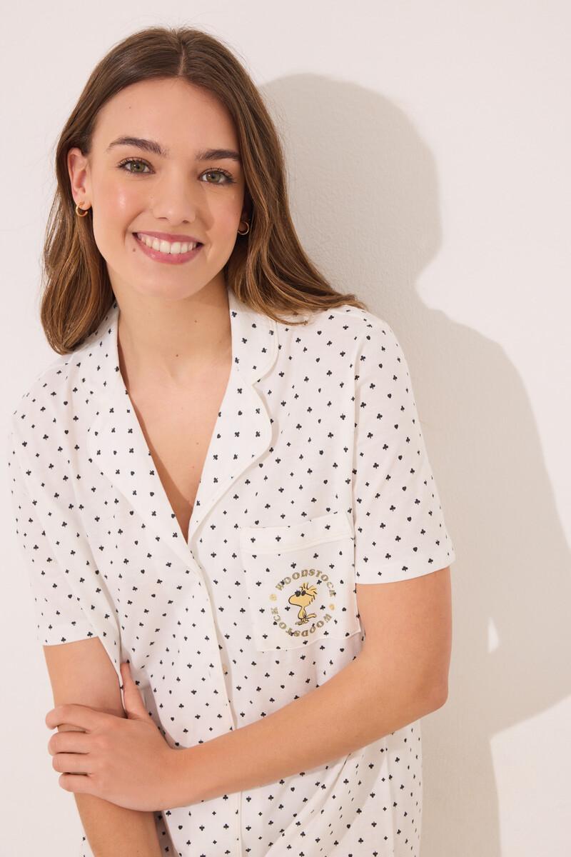 women'secret Camisón camisero algodón topos Snoopy Liquidación