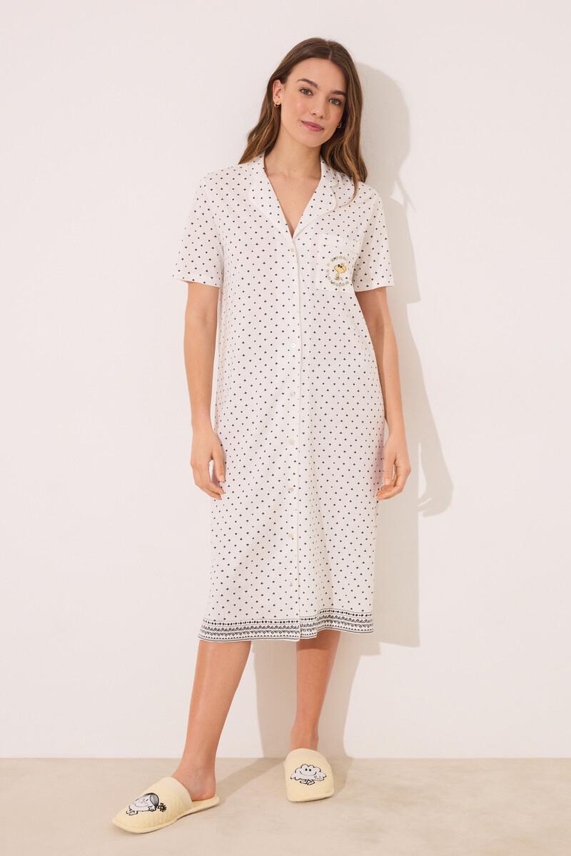 women'secret Camisón camisero algodón topos Snoopy Liquidación