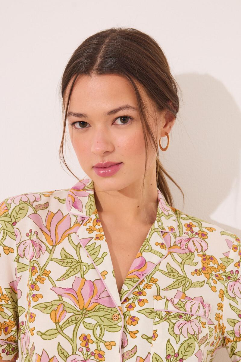 women'secret Pijama camisero viscosa estampado flores Tienda de fábrica