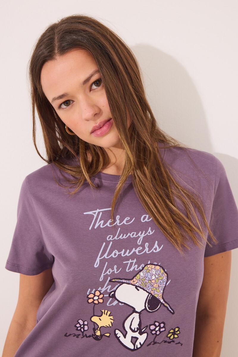 women'secret Camisón midi 100% algodón morado Snoopy Ahorra y exporta