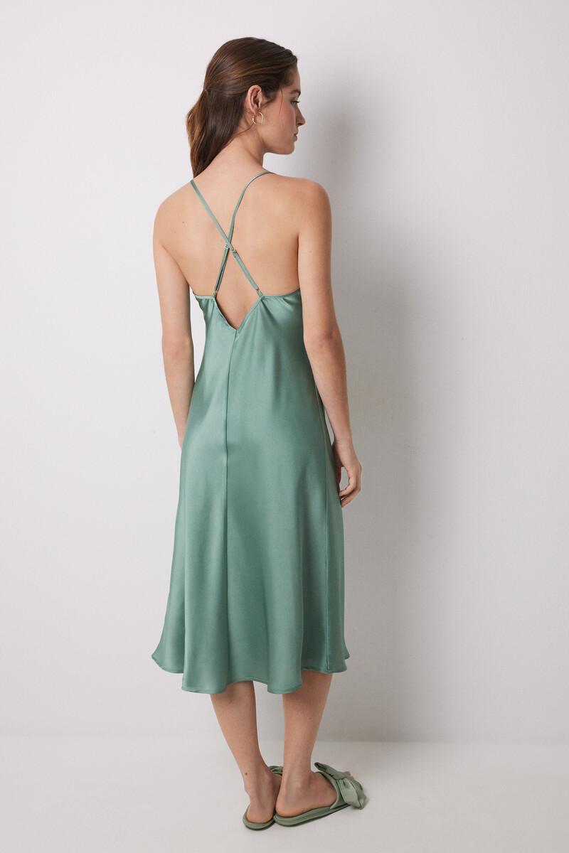 women'secret Camisón midi satén verde Precios de Black Friday