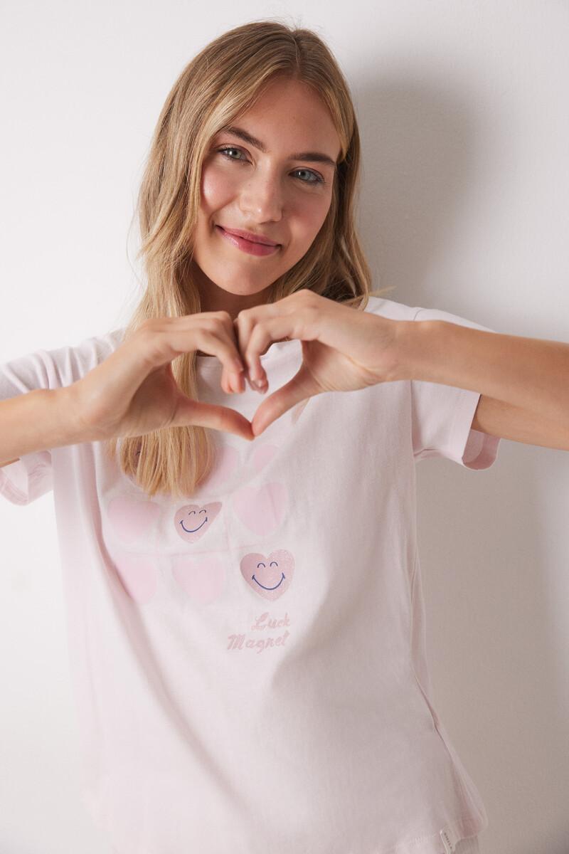 women'secret Pijama 100% algodón rosa corazones Ofertas especiales