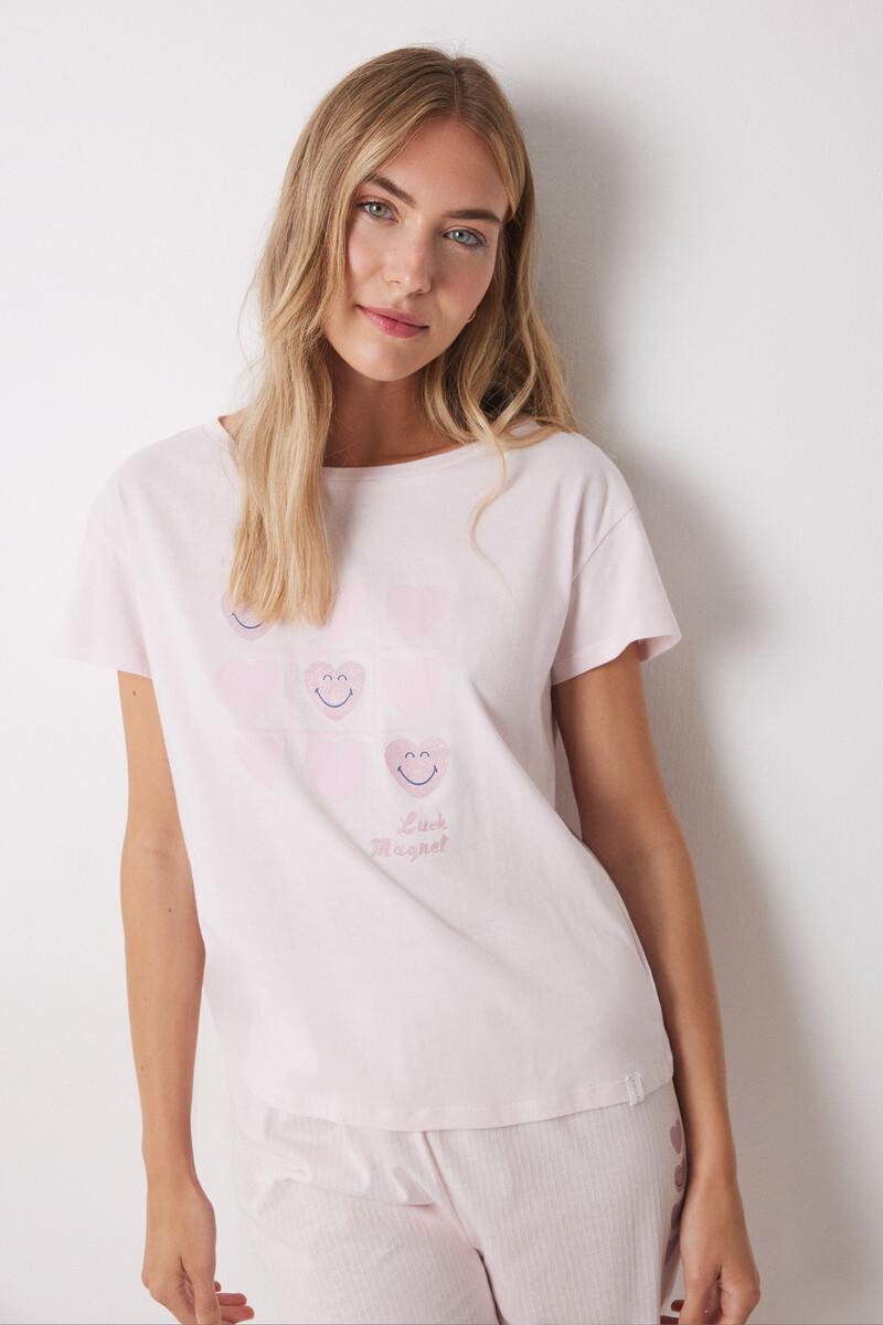 women'secret Pijama 100% algodón rosa corazones Ofertas especiales