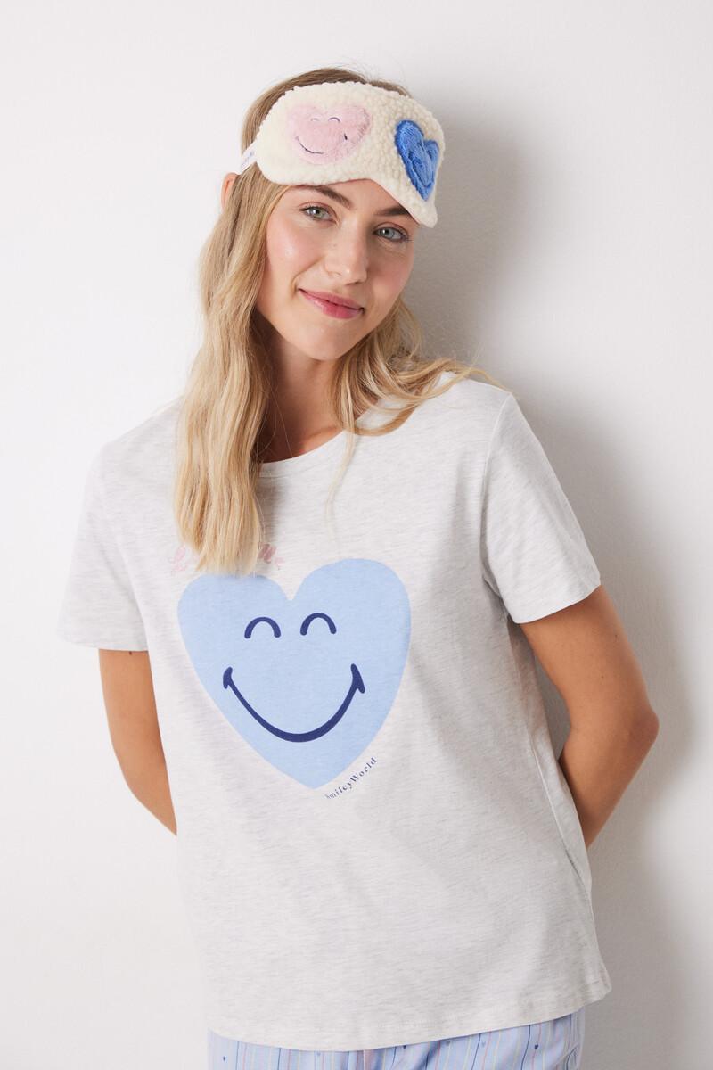 women'secret Pijama 100% algodón azul corazones Precio ultrabajo