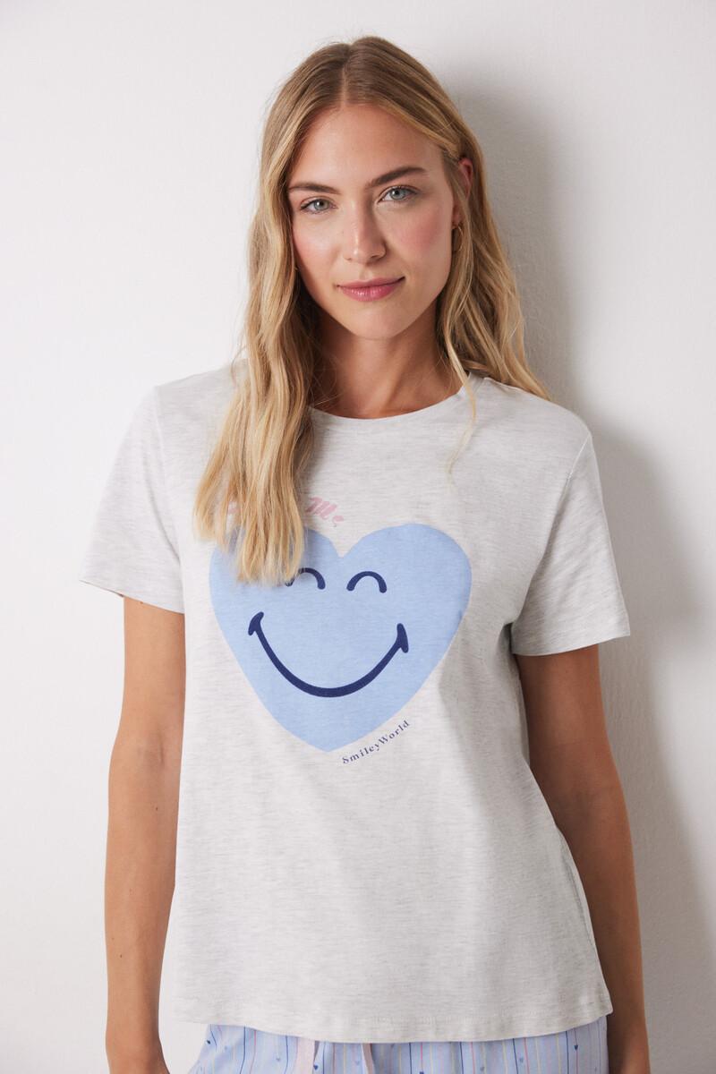 women'secret Pijama 100% algodón azul corazones Precio ultrabajo