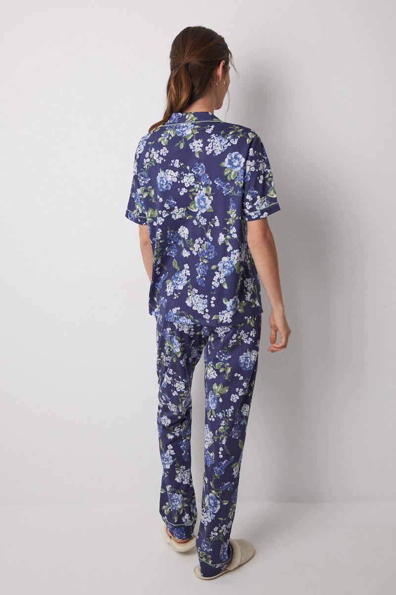 women'secret Pijama camisero 100% algodón azul flores Descuento