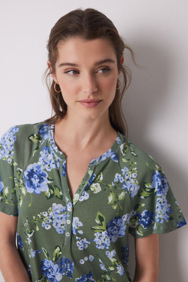 women'secret Camisón midi 100% algodón verde flores Tienda