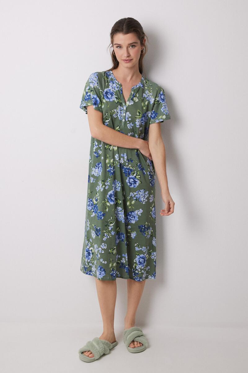 women'secret Camisón midi 100% algodón verde flores Tienda