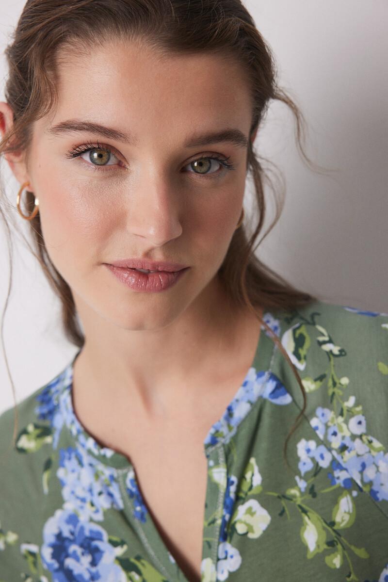 women'secret Camisón midi 100% algodón verde flores Tienda