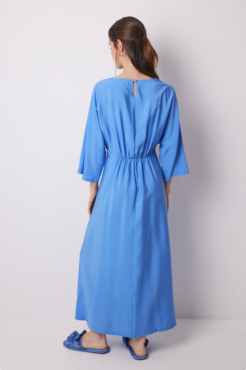 women'secret Vestido caftán satén plisado azul Gran oferta