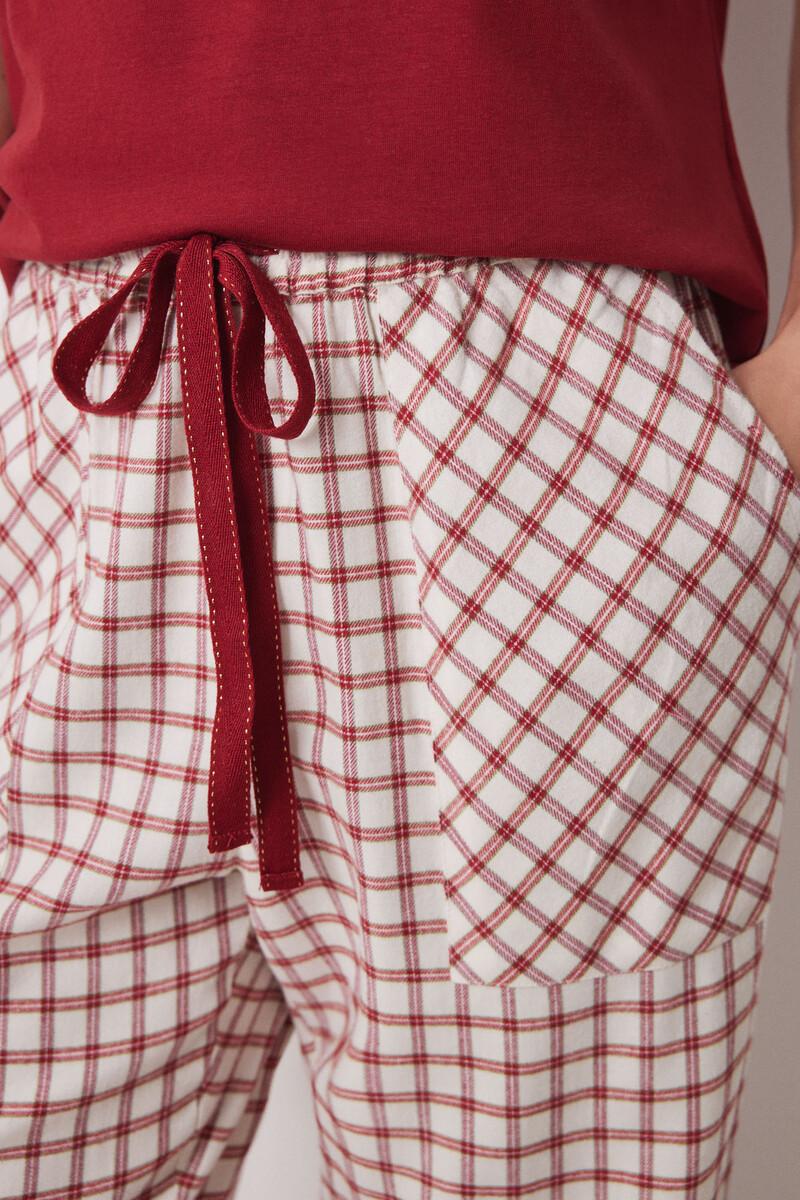 women'secret Pantalón pijama cuadros algodón rojo Precio ultrabajo