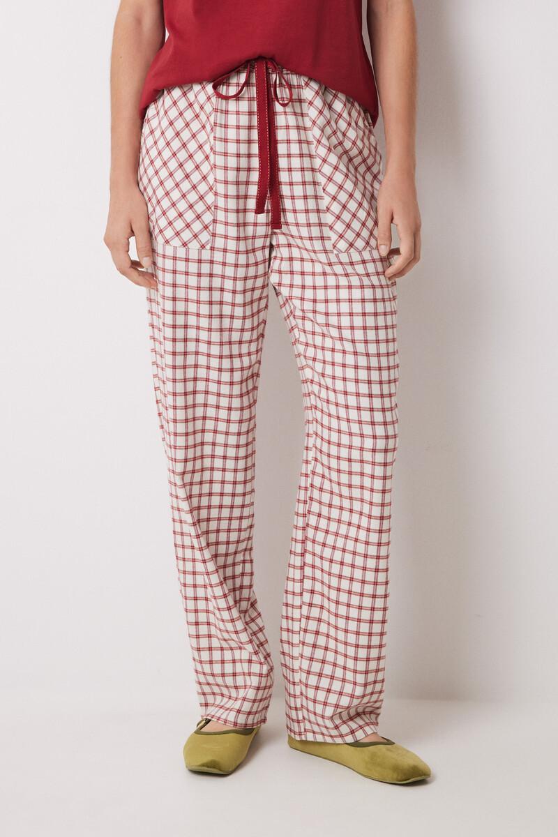 women'secret Pantalón pijama cuadros algodón rojo Precio ultrabajo