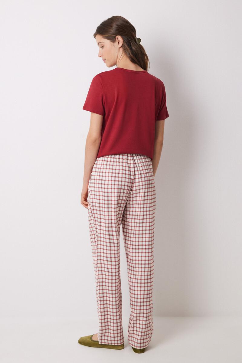 women'secret Pantalón pijama cuadros algodón rojo Precio ultrabajo