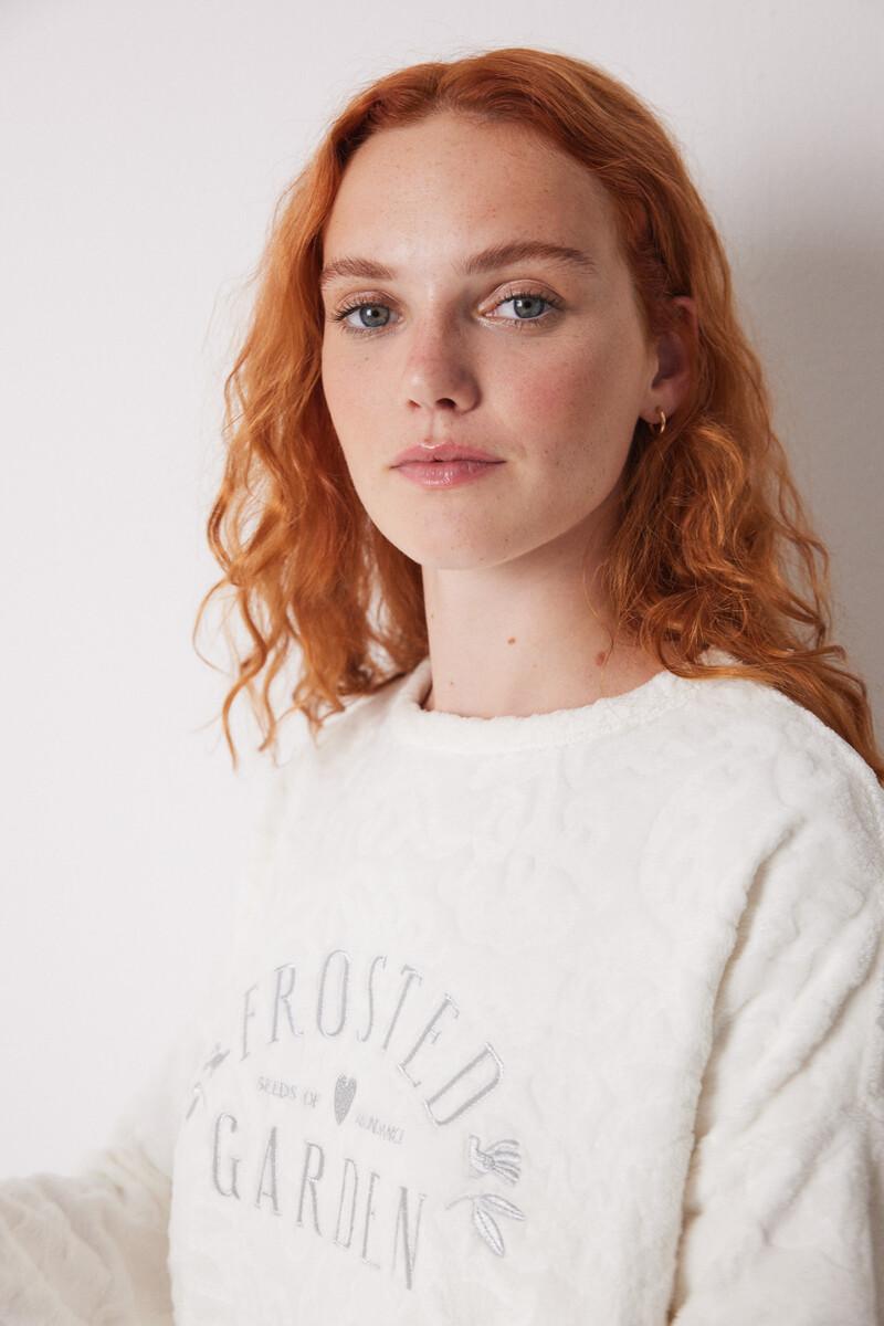 women'secret Pijama largo polar marfil Outlet online