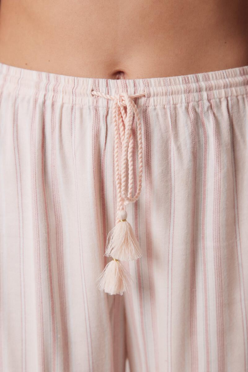 women'secret Pantalón largo franela rayas rosas Rebajas