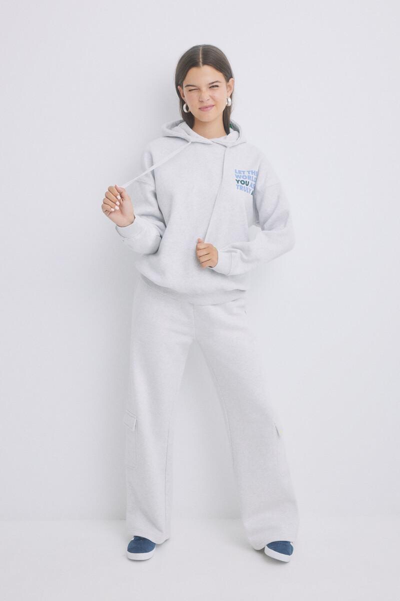women'secret Sudadera capucha felpa gris logo Gran oferta