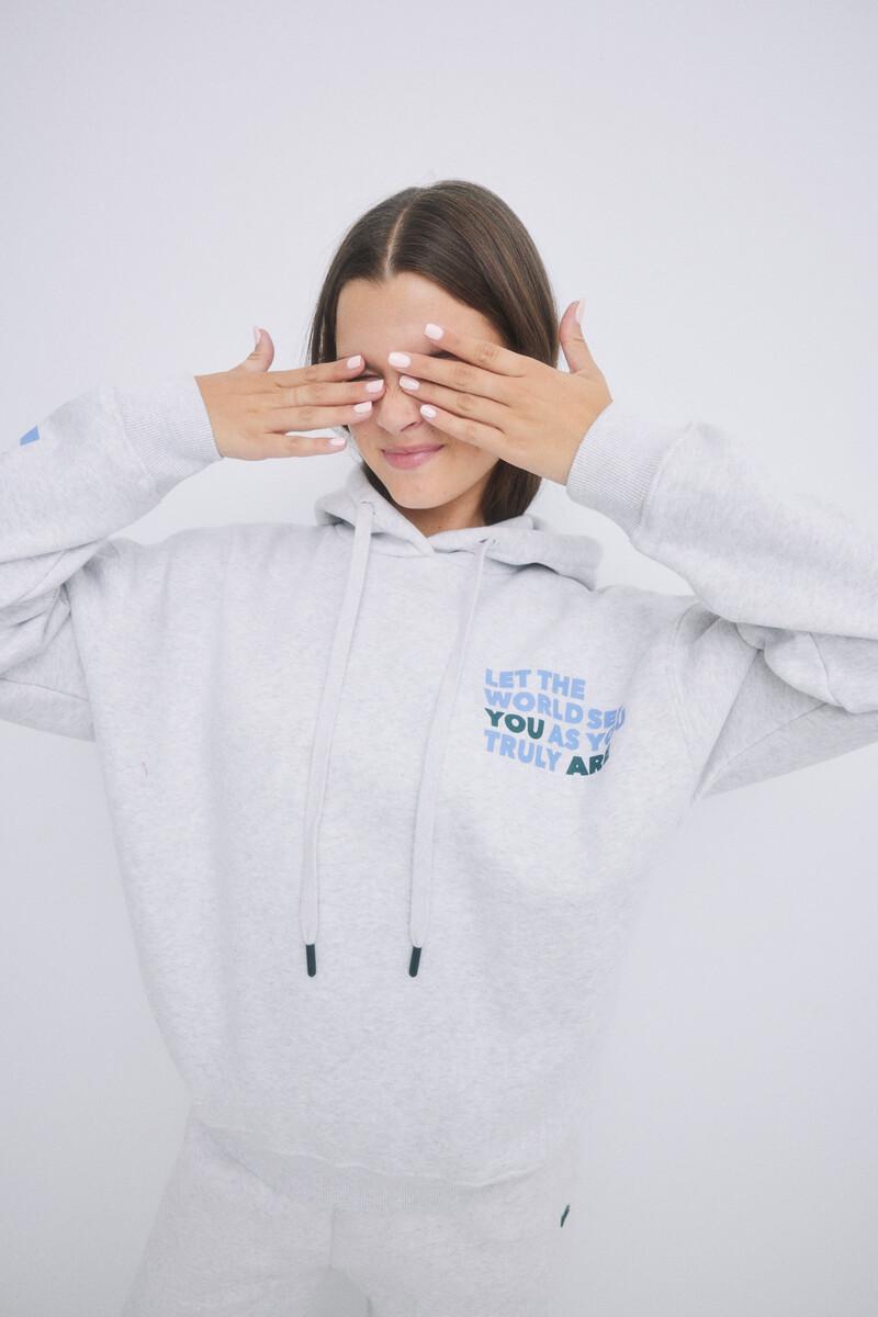 women'secret Sudadera capucha felpa gris logo Gran oferta