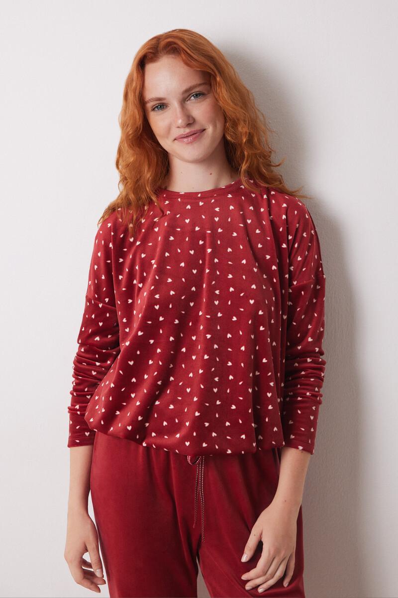 women'secret Pijama largo terciopelo suave rojo Libre de impuestos