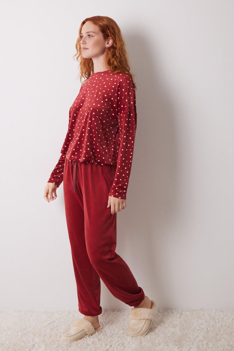 women'secret Pijama largo terciopelo suave rojo Libre de impuestos
