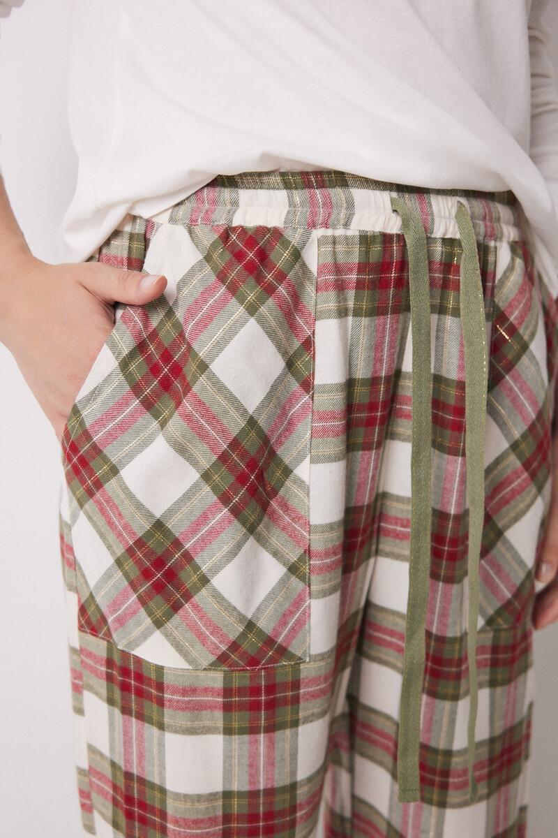women'secret Pantalón pijama cuadros algodón verde Ofertas de temporada