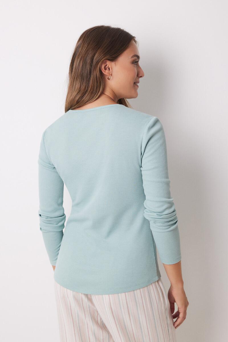 women'secret Camiseta panadera manga larga azul Descuento