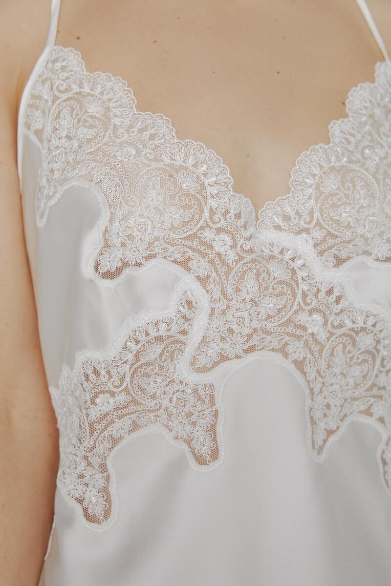 women'secret Camisón Ivette Bridal de raso con bordados en blanco Liquidación