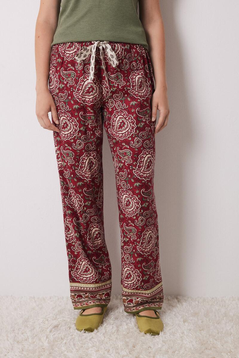 women'secret Pantalón pijama paisley algodón rojo Envío gratis