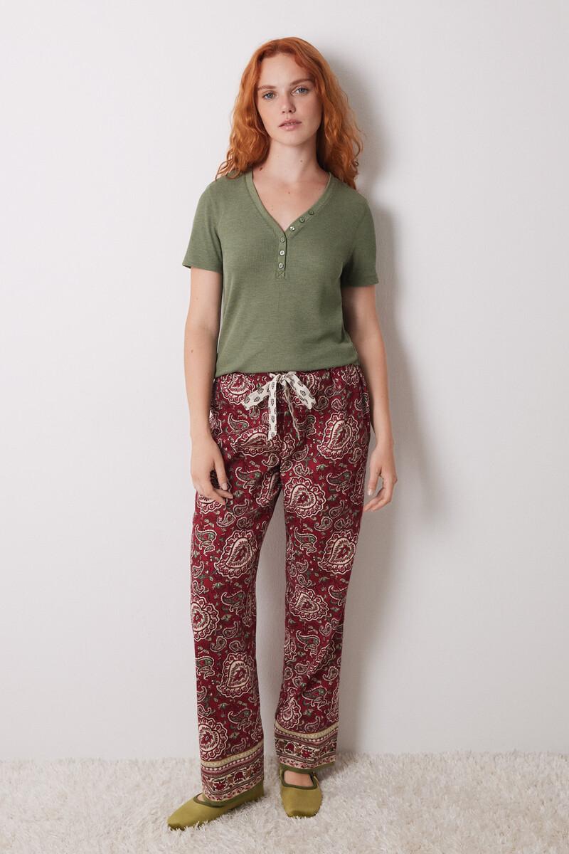 women'secret Pantalón pijama paisley algodón rojo Envío gratis