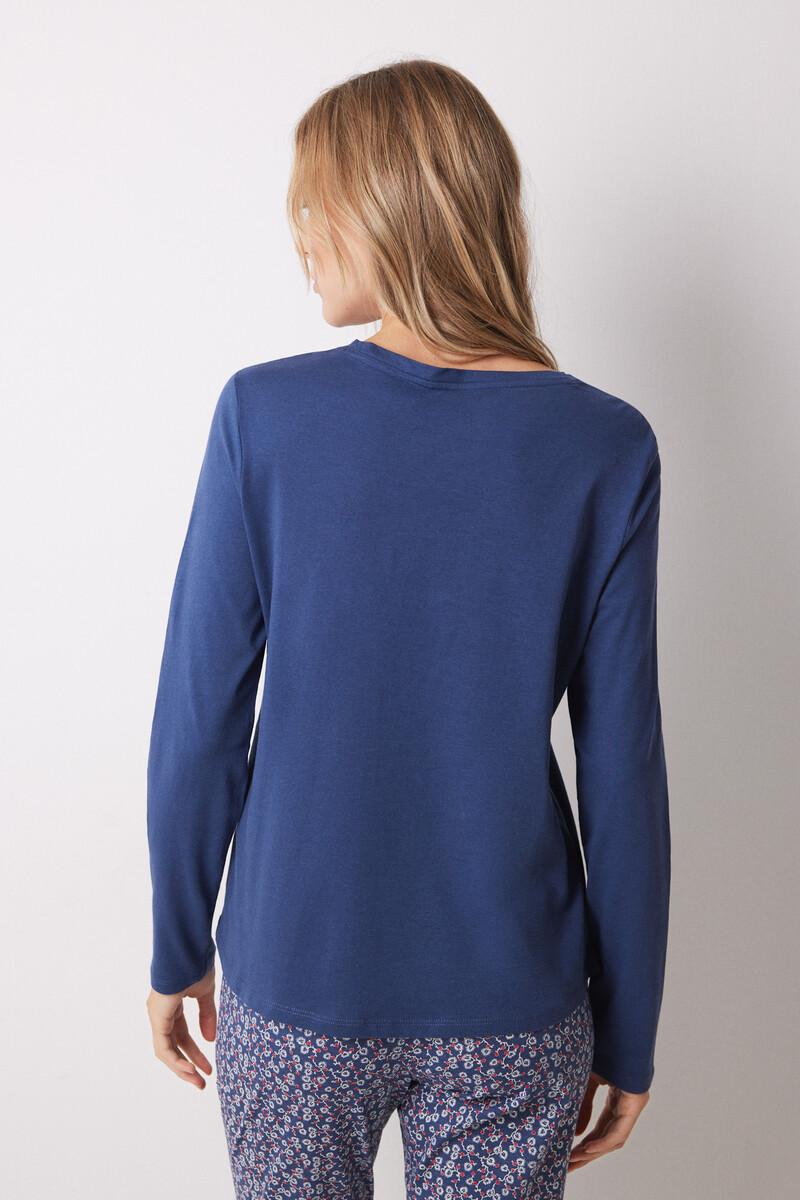 women'secret Camiseta algodón manga larga azul Último día