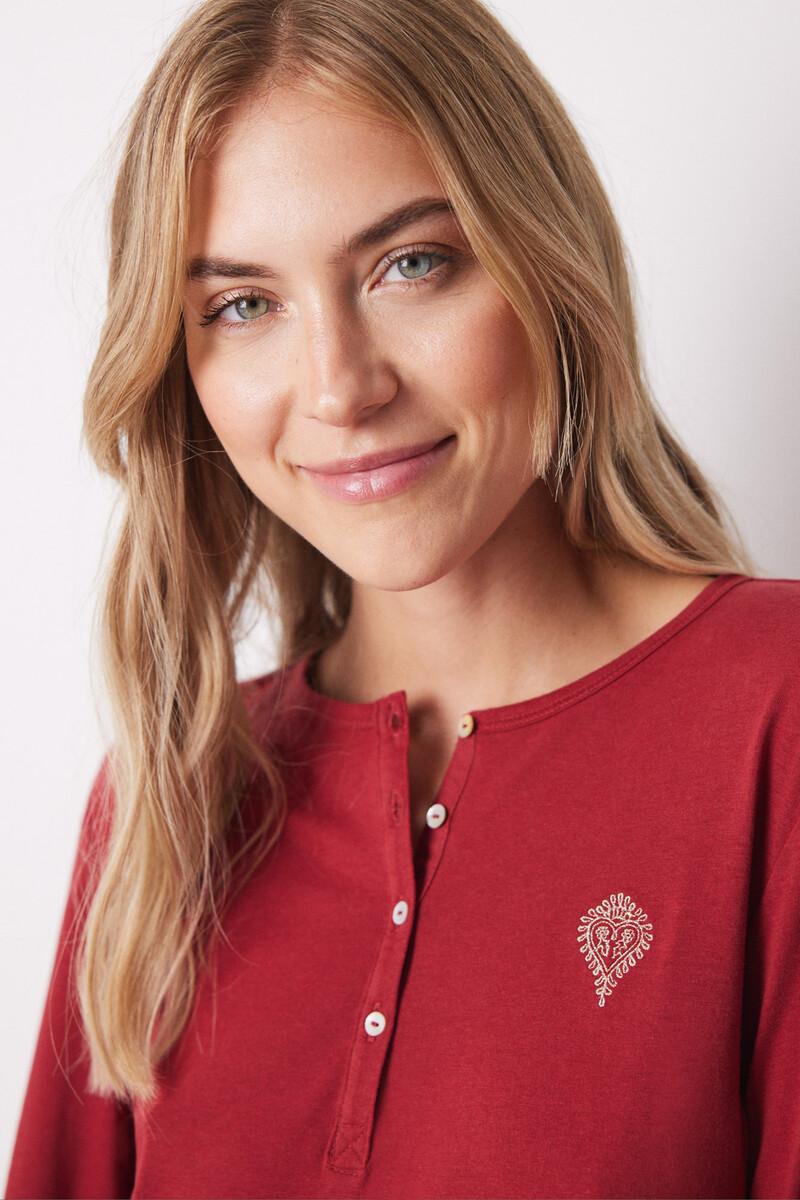 women'secret Camiseta manga larga 100% algodón rojo Liquidación