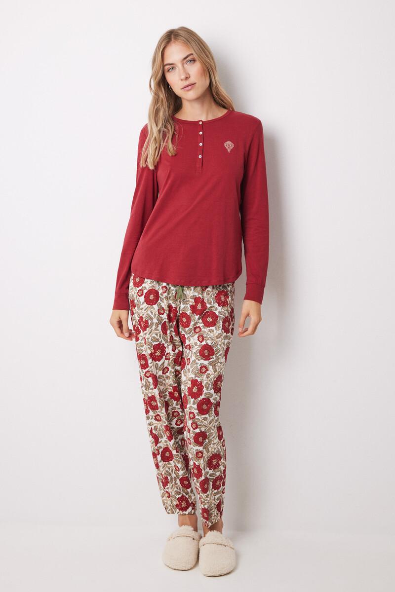 women'secret Camiseta manga larga 100% algodón rojo Liquidación