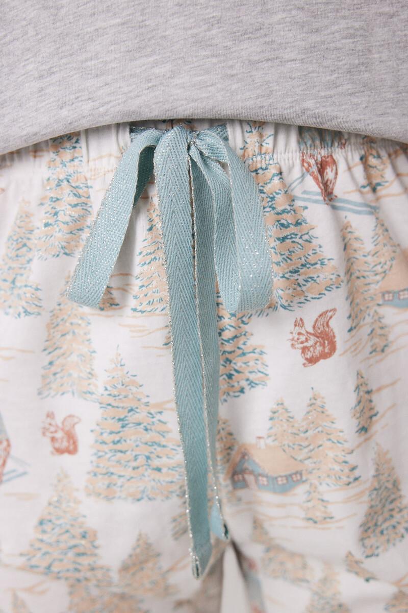 women'secret Pijama largo 100% algodón motivos navideños gris Oferta exclusiva