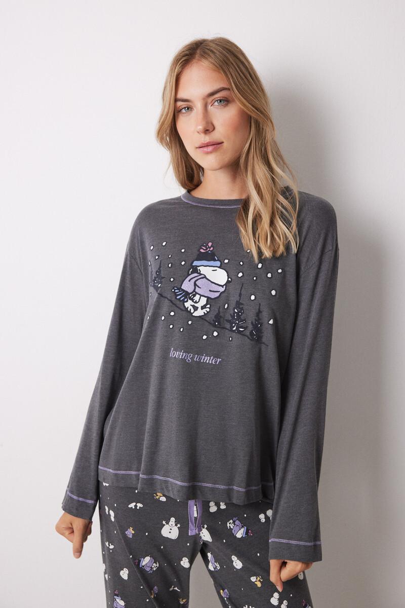 women'secret Pijama largo 100% algodón Snoopy Precio ultrabajo