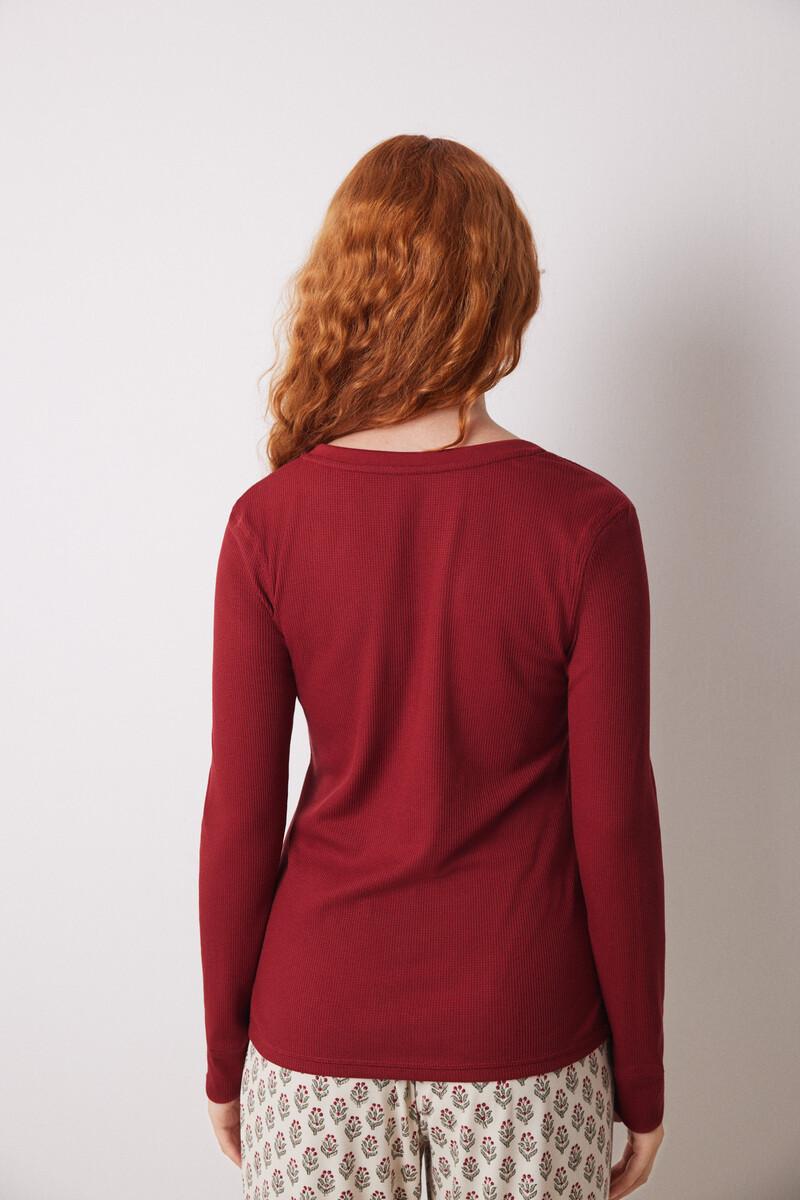 women'secret Camiseta manga larga tejido waffle rojo Outlet