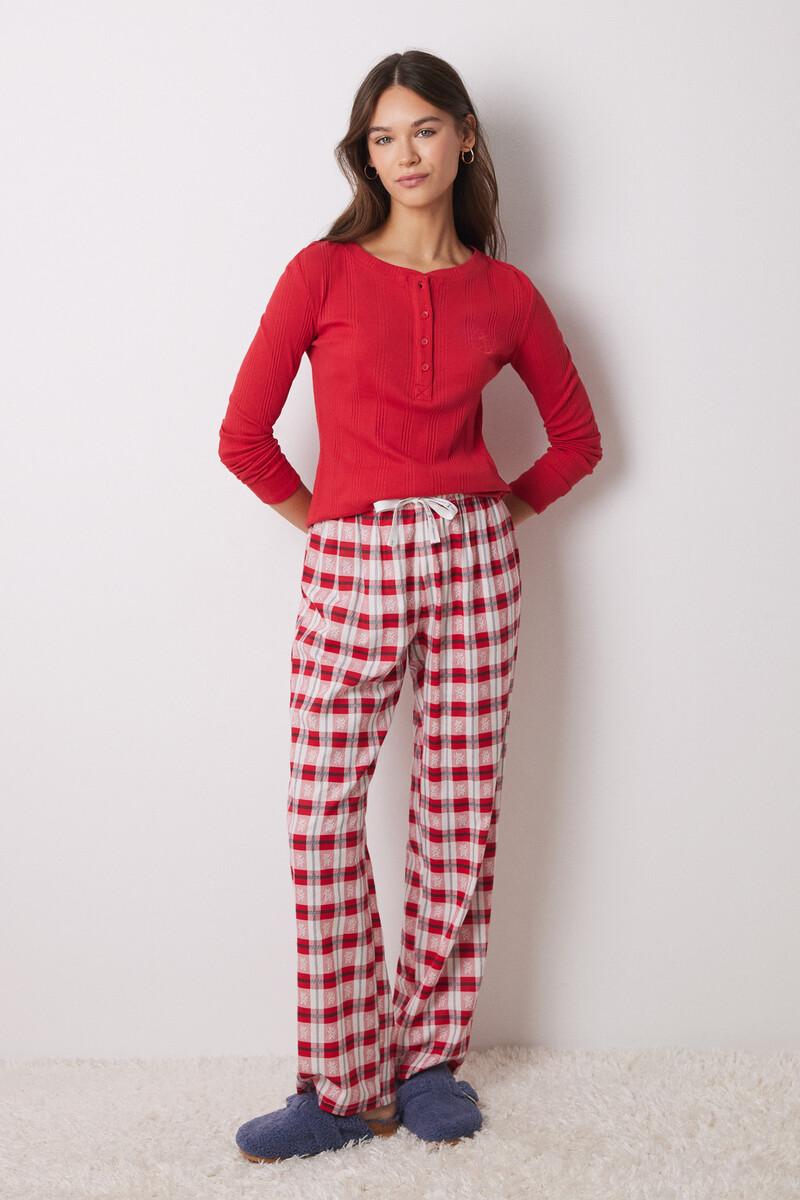 women'secret Camiseta manga larga canalé roja Outlet online