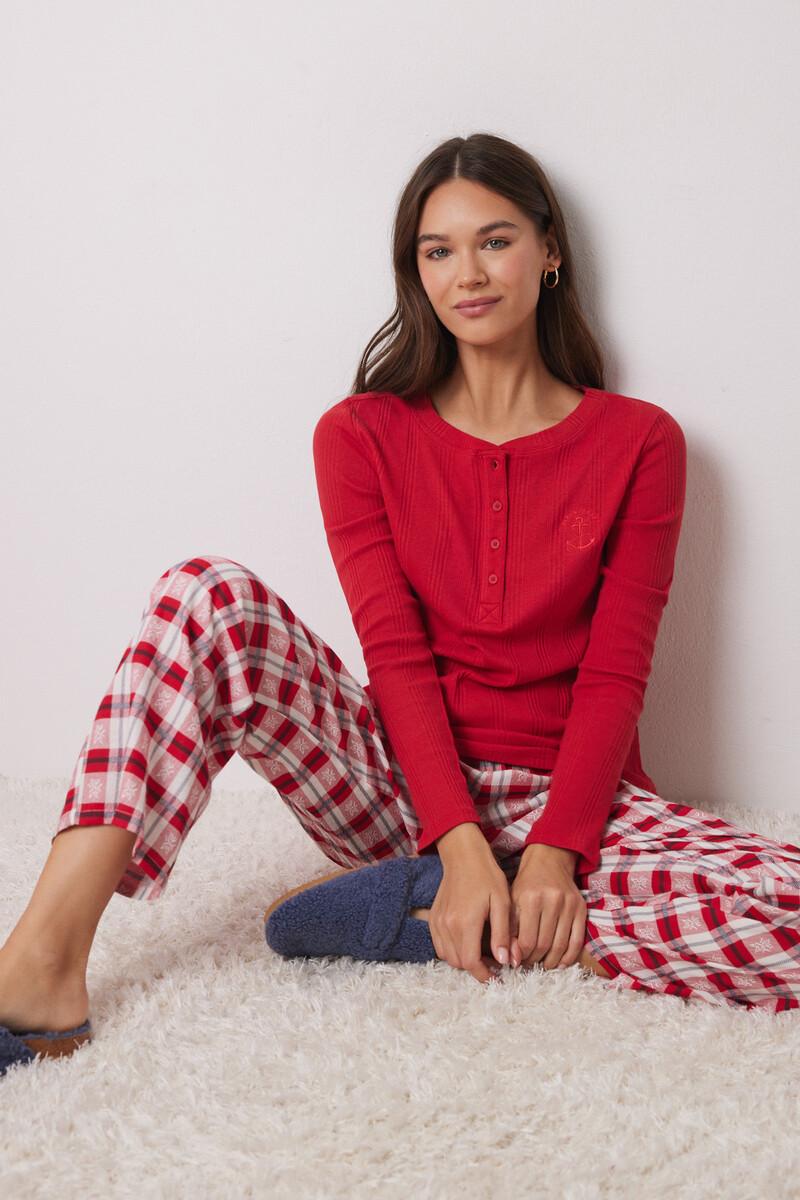 women'secret Camiseta manga larga canalé roja Outlet online