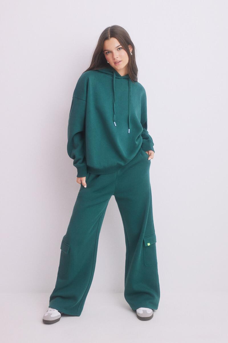 women'secret Sudadera capucha felpa verde logo Venta caliente
