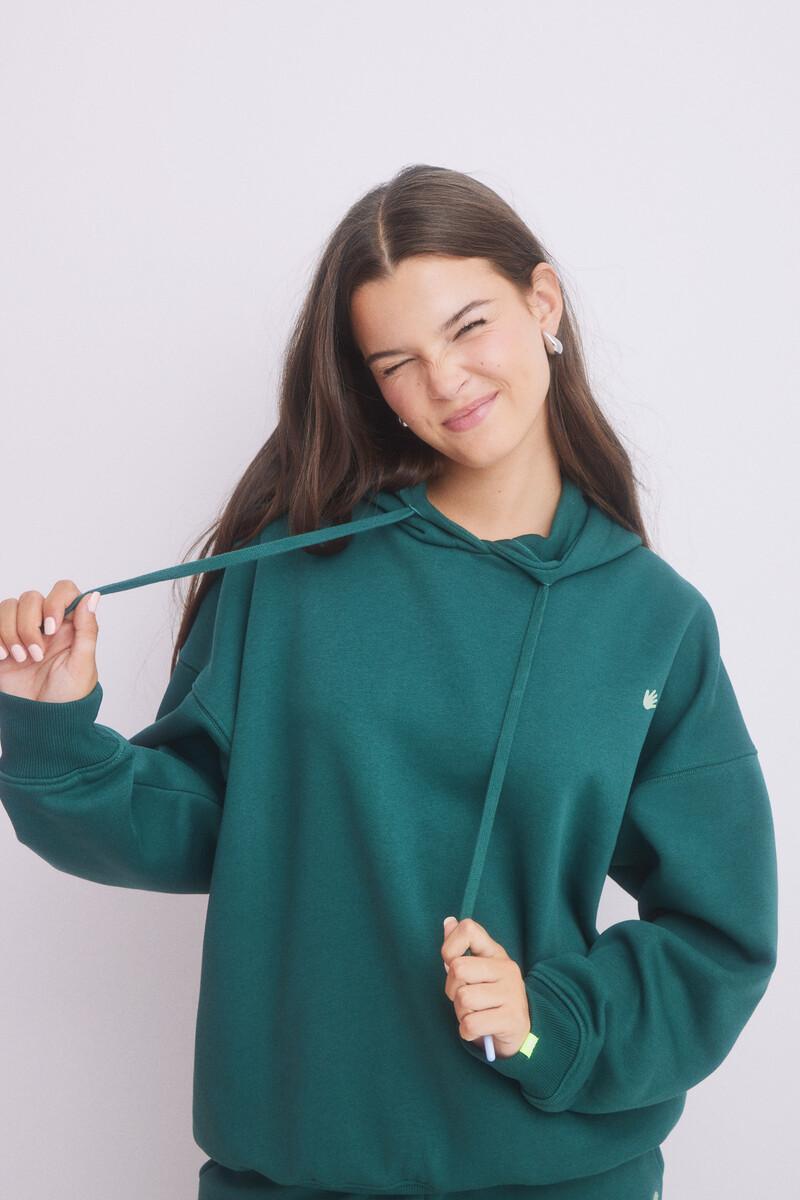 women'secret Sudadera capucha felpa verde logo Venta caliente