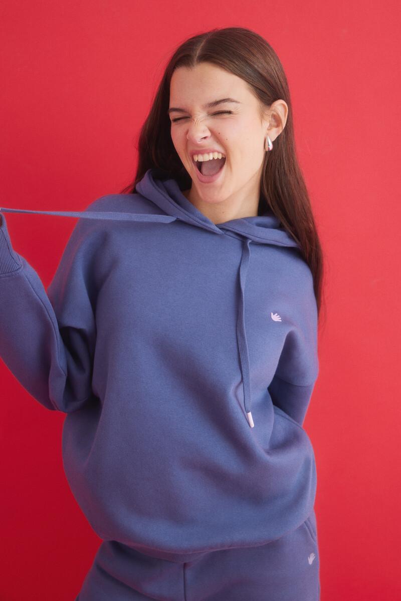 women'secret Sudadera capucha felpa azul oscuro logo Gran oferta