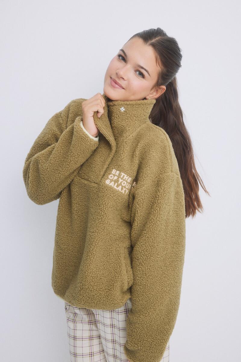 women'secret Sudadera corta borreguito kaki Tienda