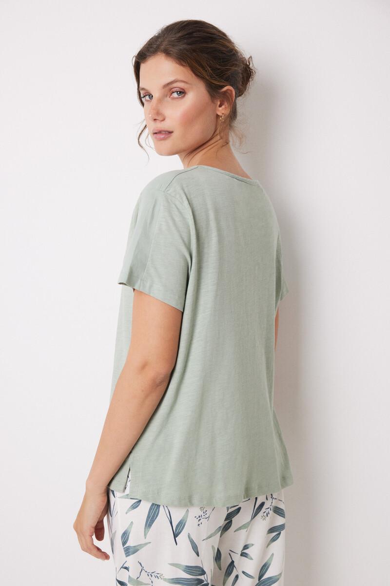 women'secret Camiseta manga corta 100% algodón verde Envío internacional gratuito