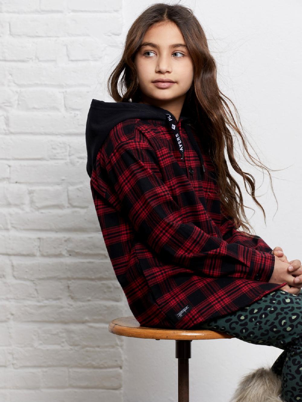 yporqué FLANNEL HOODED SHIRT (RED+BLACK) Descuento por venta flash