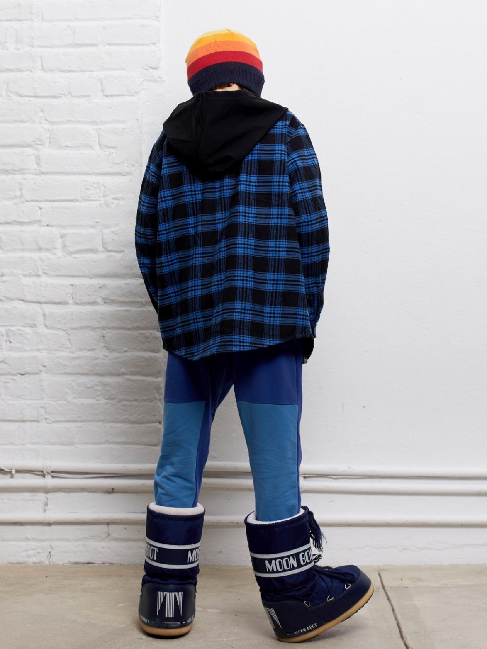 yporqué FLANNEL HOODED SHIRT (ELECTRIC BLUE+BLACK) Ofertas de temporada