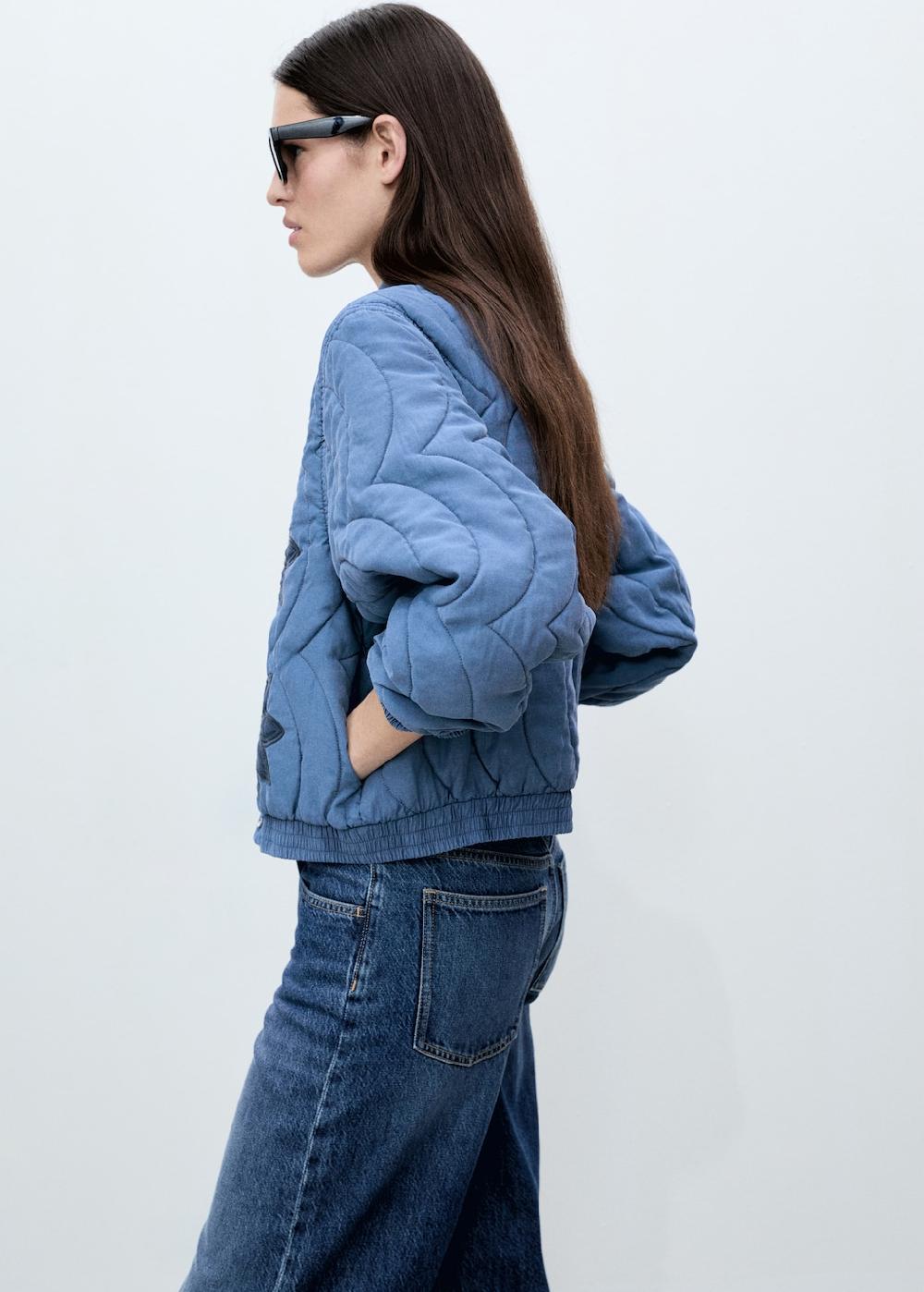 ﻿Mango Chaqueta acolchada bordado flores