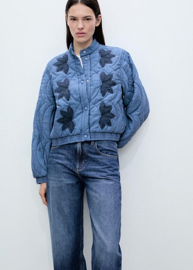 ﻿Mango Chaqueta acolchada bordado flores Precio de fábrica