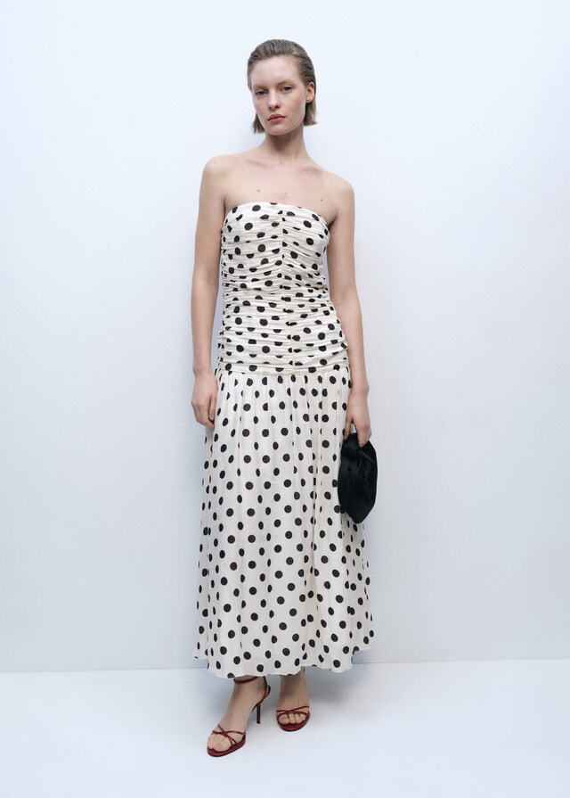 Mango Vestido topos cuerpo drapeado Solo hoy