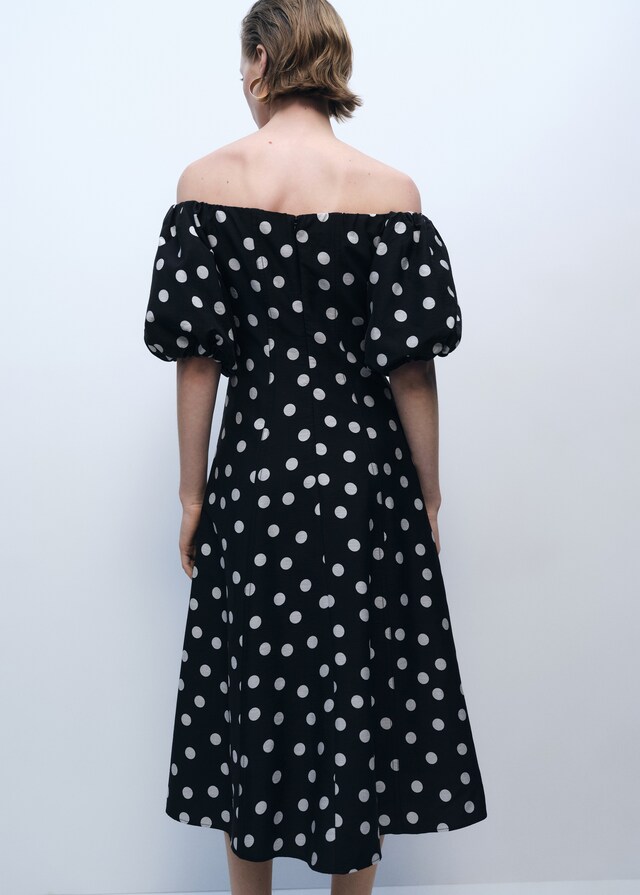 Mango Vestido topos palabra de honor Liquidación