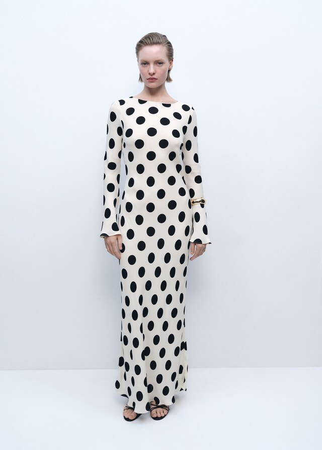Mango Vestido topos manga acampanada Libre de impuestos