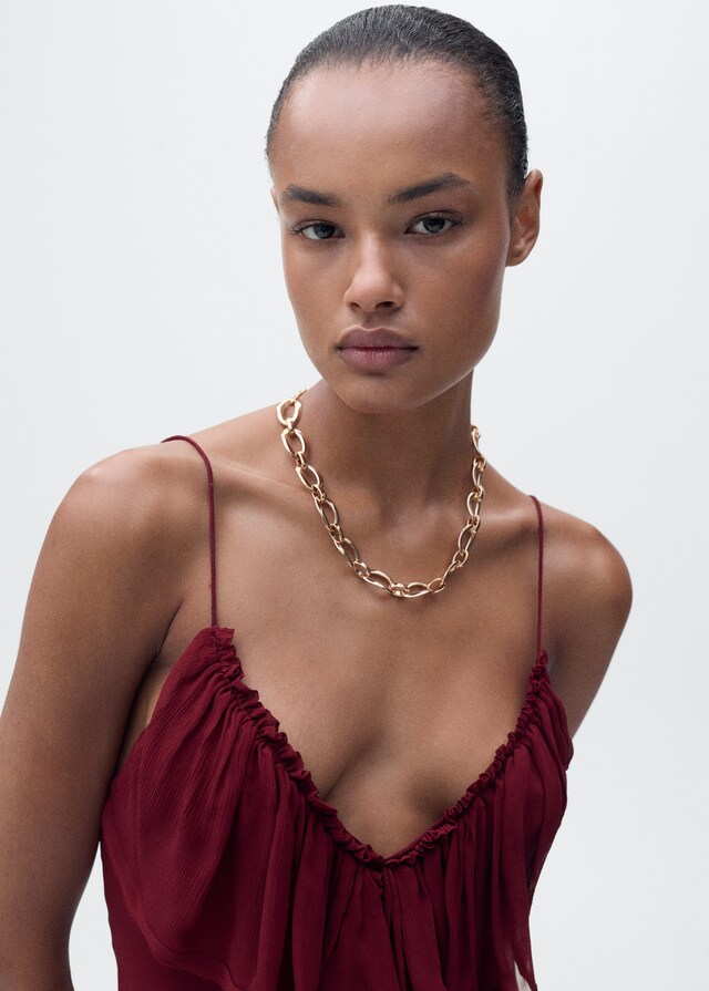 Mango Vestido gasa detalle volantes Ofertas de temporada